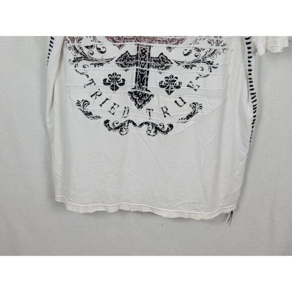 Affliction Live Fast Tried True Graphic Print Distressed T-Shirt Men's Size 2XL - Picture 3 of 13